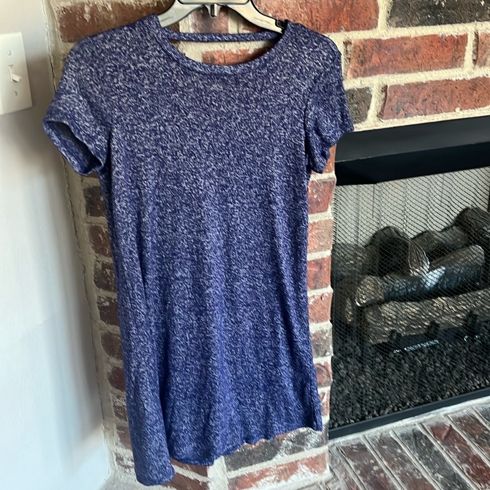 Navy blue, stretchy dress, open back